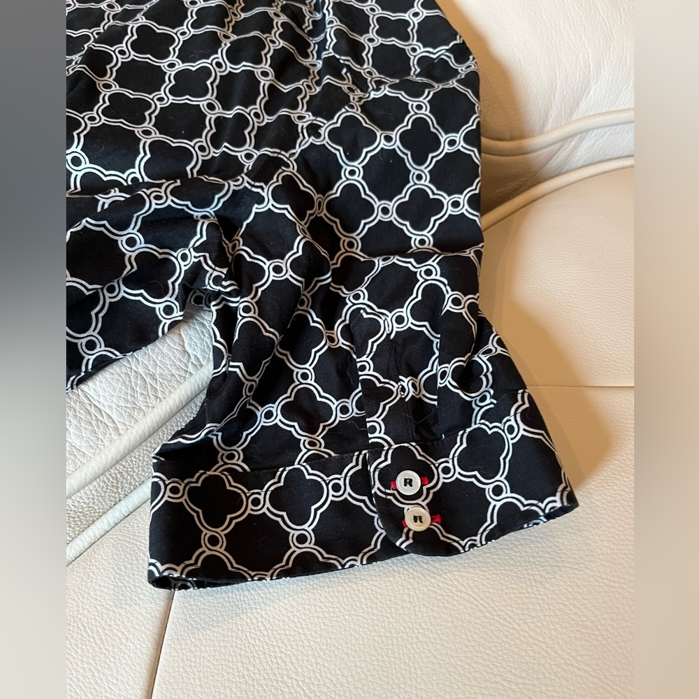 Talbots Black and White Geometric Blouse - Picture 3 of 7